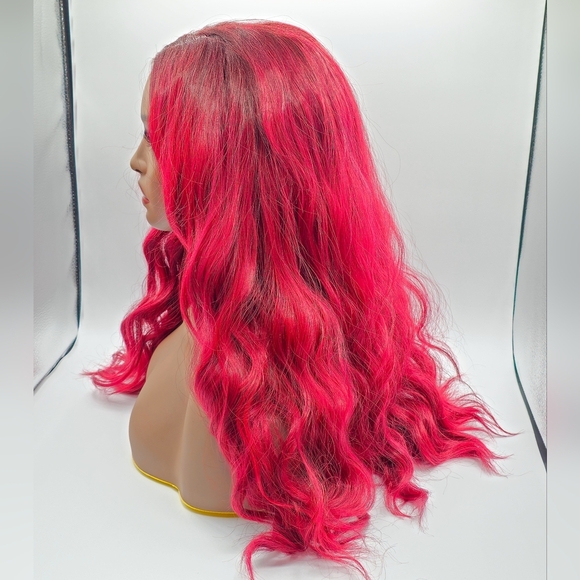 Uniwigs Cherry Cola Red Wine Wavy Synthetic Lace Front Wig - Picture 4 of 9